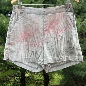 Level 99 Linen Blend Palm Leaf Print Side Zip Shorts Sz 29